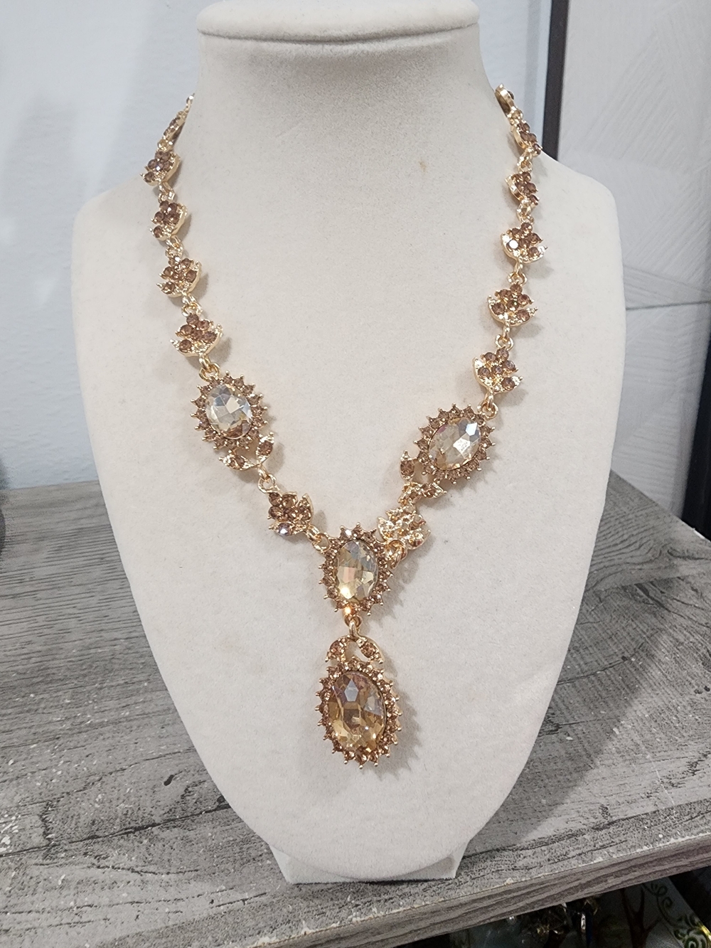 Gold Crystal Statement Necklace